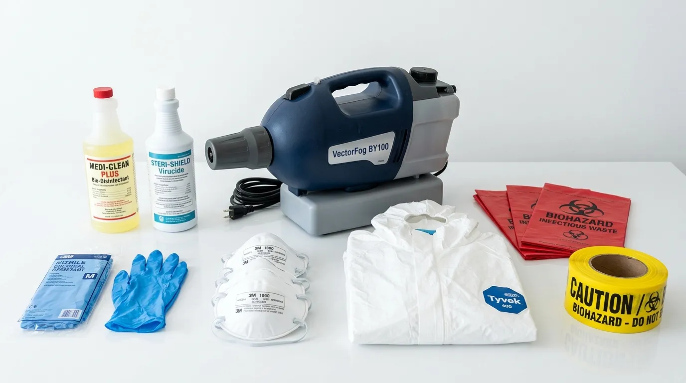 Professional biohazard remediation crew working in Wayland